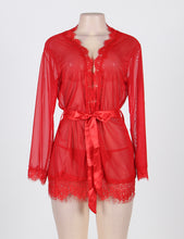 Load image into Gallery viewer, Women Sexy Lace Robe Mesh Nightgown Set