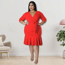 Load image into Gallery viewer, Plus Size V Neck Dress