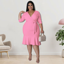 Load image into Gallery viewer, Plus Size V Neck Dress