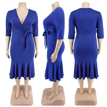 Load image into Gallery viewer, Plus Size V Neck Dress