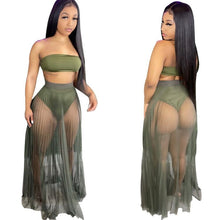 Load image into Gallery viewer, Women Lace Mesh Maxi 3 PCs Skirt Set