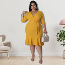 Load image into Gallery viewer, Plus Size V Neck Dress
