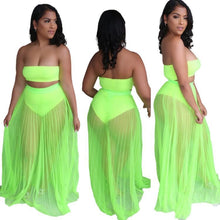 Load image into Gallery viewer, Women Lace Mesh Maxi 3 PCs Skirt Set