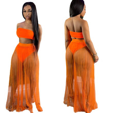 Load image into Gallery viewer, Women Lace Mesh Maxi 3 PCs Skirt Set