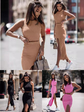 Load image into Gallery viewer, Women Fashion Slit Skirt Set
