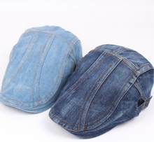 Load image into Gallery viewer, Men's Denim Beret, Classic Adjustable Cap Ivy Hat
