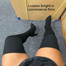 Load image into Gallery viewer, Knit Overknee Heel Boots Pre-Sale  (10% off when check out)
