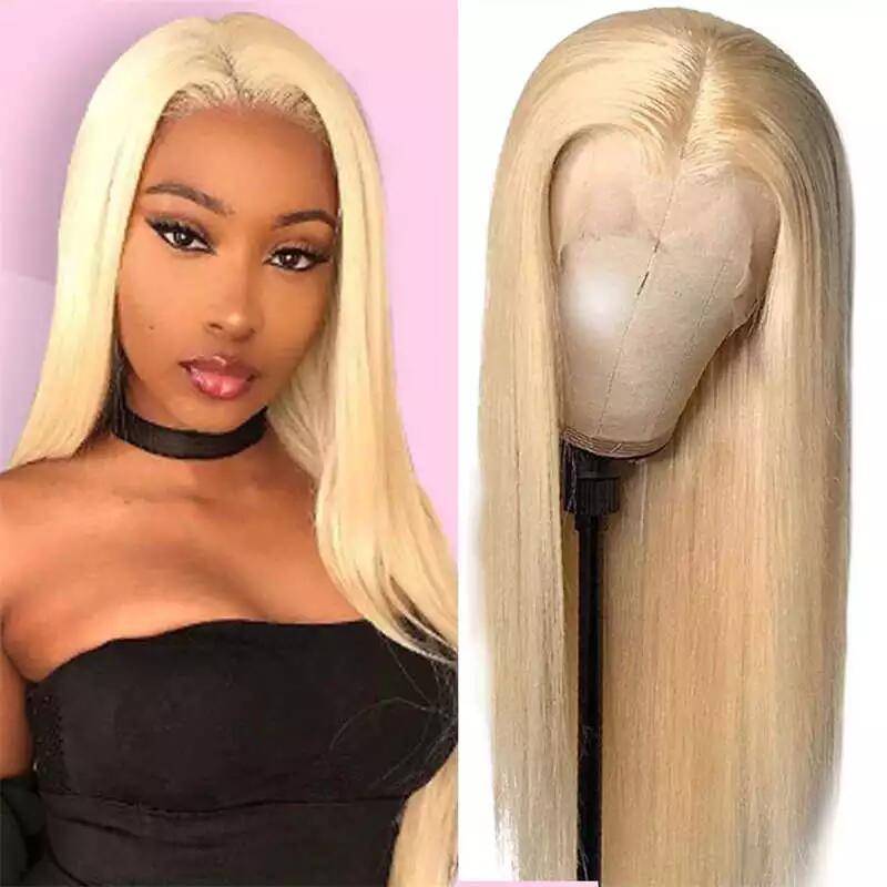 13X4 Transparent Lace Front Straight Lace Frontal Wig 613 Blonde Human Hair Wigs