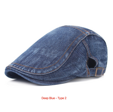 Load image into Gallery viewer, Men's Denim Beret, Classic Adjustable Cap Ivy Hat
