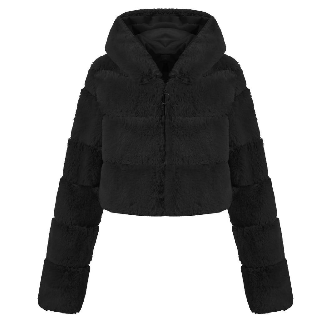 Faux Fur Zipper Short Coat